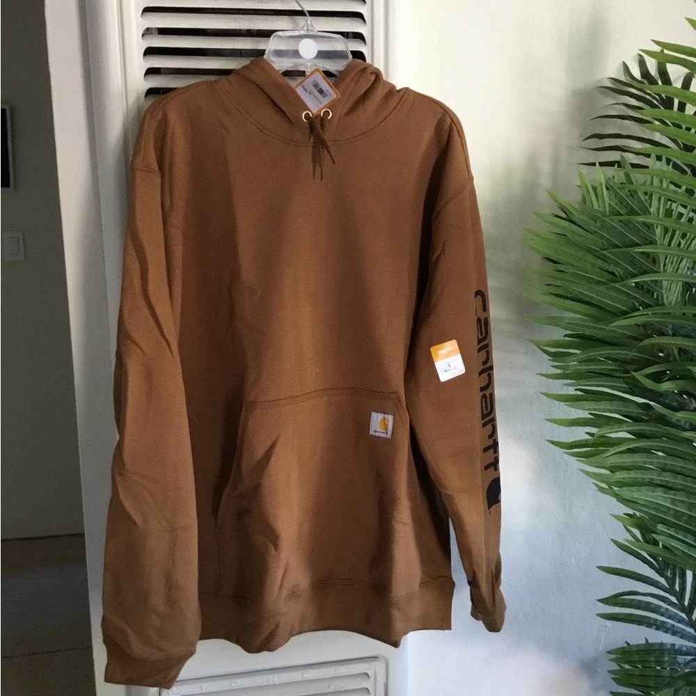 Carhartt Brown Logo Sleeve Hooded Sweatshirt